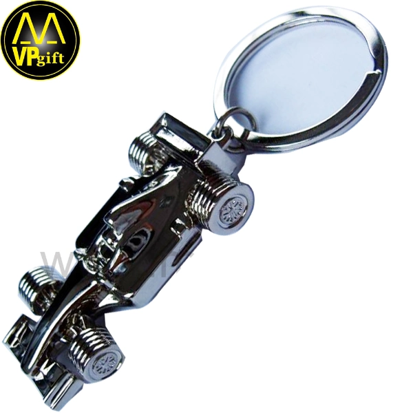 Bespoke metal silver 3d promotional gift F1 car key chain
