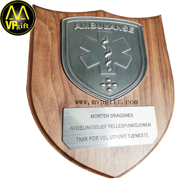 Custom metal sports hornor awards trophy gift wood plaque
