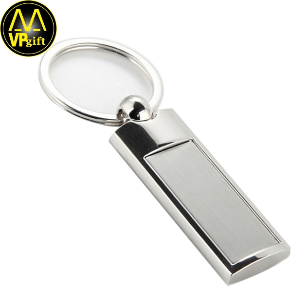 Custom logo printing metal silver zinc alloy gift blank key chain