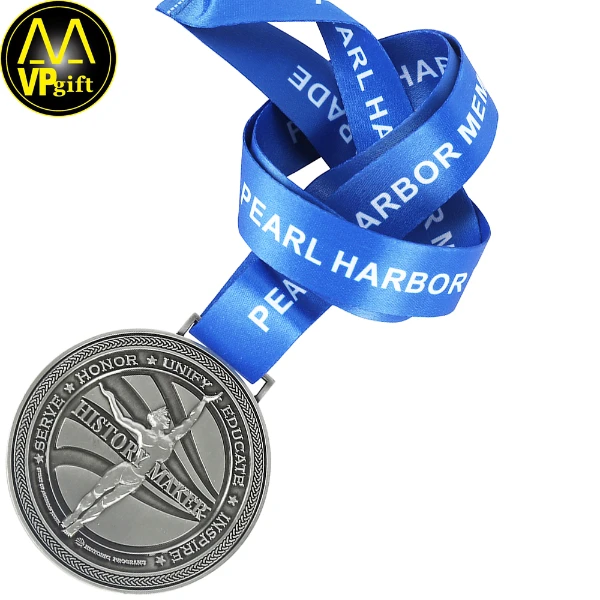 Custom metal 3d antique silver history maker awards gift medal