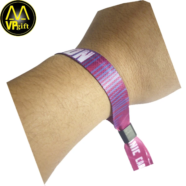 customer logo heat transfer printing promotion gift polyester disposable wrist band
