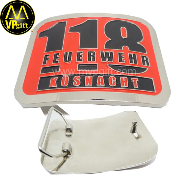 China custom metal 3d logo enamel gold silver belt buckle