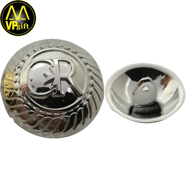 China wholesale custom 3d logo metal gold silver jacket button
