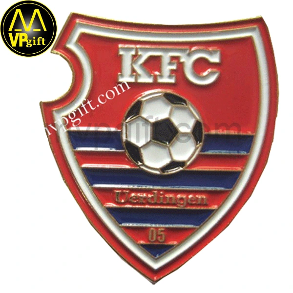 China wholesale custom metal gold silver enamel football sports badge