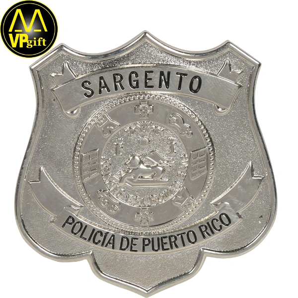 Wholesale custom metal 3d silver gift puerto rico policia police badge
